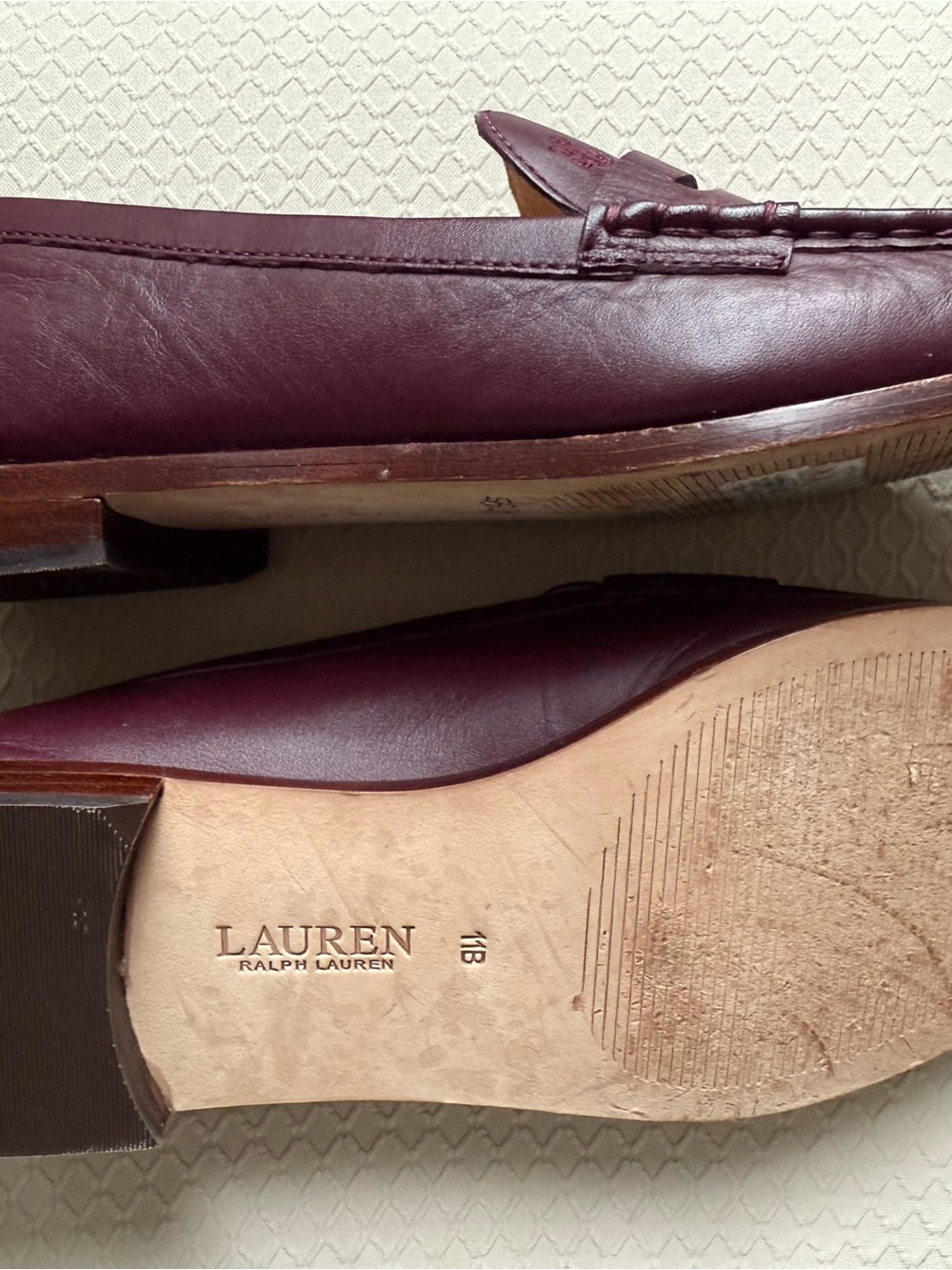 Lauren Ralph Lauren Wynnie Women’s Penny Loafers in Deep Wine Leather Size 11B - Picture 9 of 10